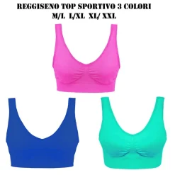 3 PZ REGGISENO REGGI SENO BRA SPORTIVO 3 COLORI SPORT INTIMO DONNA REGGISENI TG.