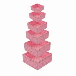 6 PZ SCATOLA TESSUTO CONTENITORI ORGANIZER BAGNO ARMADI PORTA OGGETTI ROSA 79077