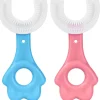 2 PZ SPAZZOLINO DA DENTI PER BAMBINI 2-6 ANNI A FORMA DI U SETOLE IN SILICONE