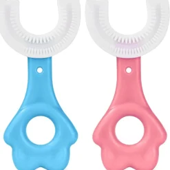 2 PZ SPAZZOLINO DA DENTI PER BAMBINI 2-6 ANNI A FORMA DI U SETOLE IN SILICONE