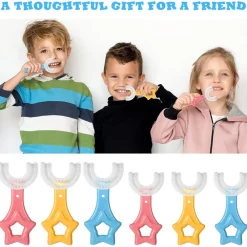 2 PZ SPAZZOLINO DA DENTI PER BAMBINI 2-6 ANNI A FORMA DI U SETOLE IN SILICONE