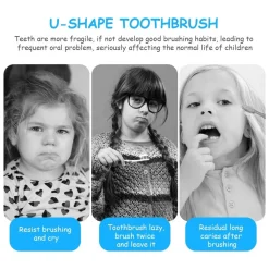 2 PZ SPAZZOLINO DA DENTI PER BAMBINI 2-6 ANNI A FORMA DI U SETOLE IN SILICONE