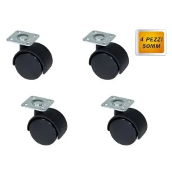 4 ROTELLE RICAMBIO MOBILI TAVOLI POLTRONA TRASPORTO RUOTE GIREVOLI 360 DA 50MM
