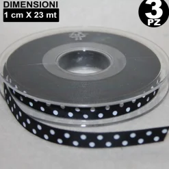 3 ROTOLI NASTRO BIANCO POIS BOMBONIERA ORGANZA RASO BOBINA DECORAZIONI DECOUPAGE