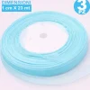 3 ROTOLI NASTRO CELESTE BOMBONIERA ORGANZA BOBINA DECORAZIONI ADDOBBI DECOUPAGE