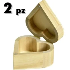 2 SCATOLE CUORE SCATOLA IN LEGNO PORTAGIOIE DECOUPAGE COFANETTO BOMBONIERA