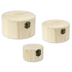 3 SCATOLE ROTONDA MATRIOSKA BAULE SCATOLA LEGNO PORTAGIOIE DECOUPAGE COFANETTO