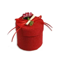 12 SCATOLINA IN TESSUTO CON PERGAMENA PORTA CONFETTI BOMBONIERA LAUREA ROSSO