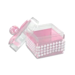 12 SCATOLINA PORTA CONFETTI BOMBONIERA NASCITA BATTESIMO CIUCCIO BIMBA ROSA