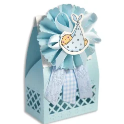 12 SCATOLINA PORTACONFETTI BOMBONIERA NASCITA BATTESIMO MASCHIO AZZURRO BIMBO