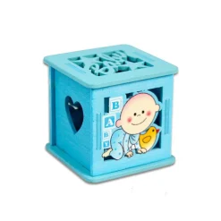 12 SCATOLINA PORTACONFETTI IN LEGNO BOMBONIERA NASCITA BATTESIMO AZZURRO MASCHIO