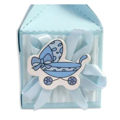 12 SCATOLINE PORTA CONFETTI NASCITA BATTESIMO BOMBONIERA AZZURRO BIMBO MASCHIO