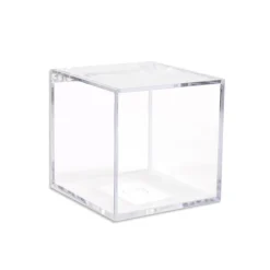12 SCATOLINE SCATOLE CUBO PLEXIGLASS 6X6cm TRASPARENTE PORTA CONFETTI BOMBONIERA