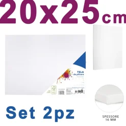 2 TELA PER DIPINGERE CANVAS RETTANGOLARE 20 X 25 CM ARTICO DISEGNO ARTE PITTURA