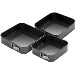 3 TORTIERE QUADRATE TORTIERA A CERNIERA REMOVIBILE ANTIADERENTE MISURE 22 24 26