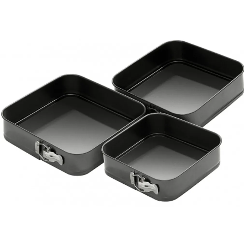 3 TORTIERE QUADRATE TORTIERA A CERNIERA REMOVIBILE ANTIADERENTE MISURE 22 24 26