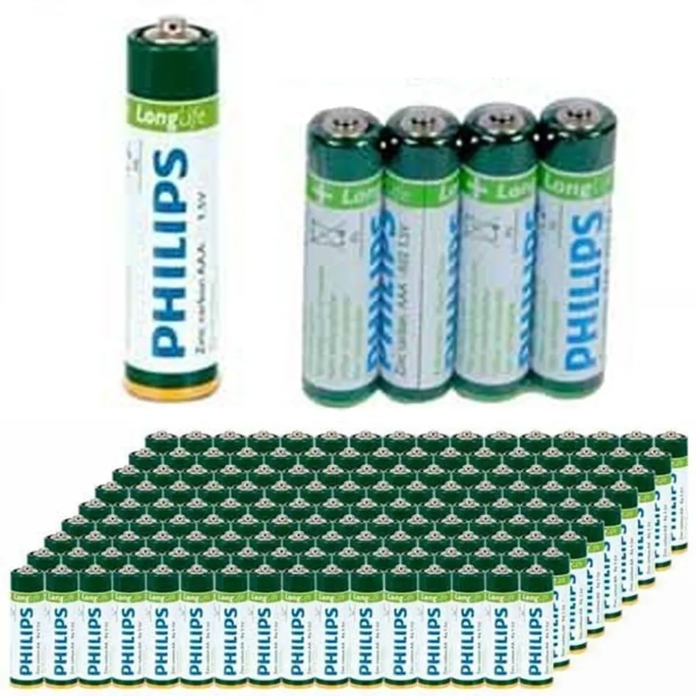 144 X BATTERIE PILE MINISTILO PHILIPS ZINCO CARBON LONGLIFE BATTERIA AAA R3 1,5V