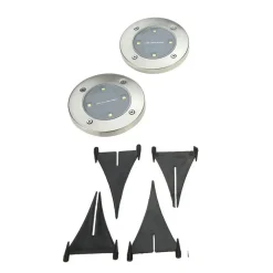 2 X LAMPADA LUCE LED SOLARE DISK LIGHTS ESTERNO GIARDINO WATERPROOF SEGNA PASSO