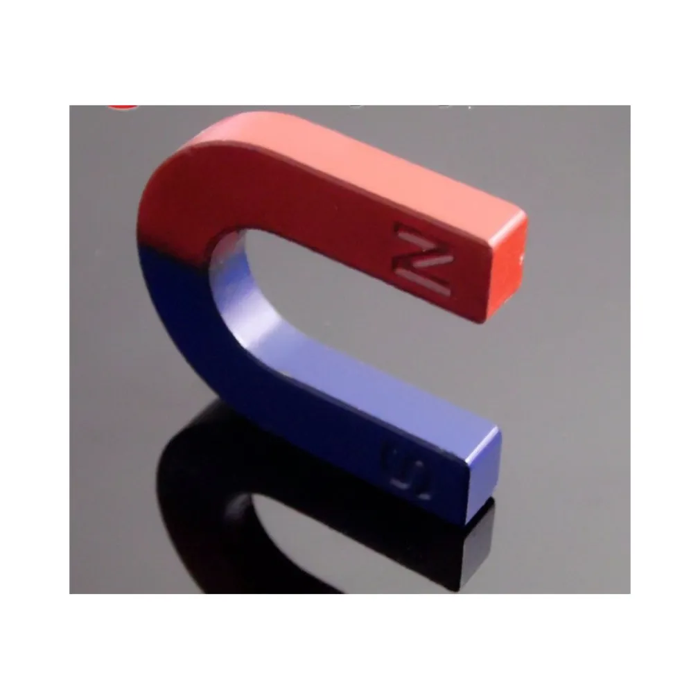 2 X MAGNETE DIDATTICO CALAMITA 30MM A FORMA DI U POSITIVO E NEGATIVO NORD SUD