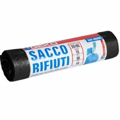 7 X ROTOLI SACCHETTI BUSTE SPAZZATURA 40LT 55X65CM CHIUSURA LACCETTO NERO 105PZ