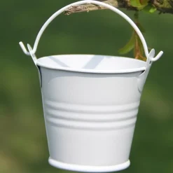 24 X SECCHIELLI BIANCHI IN LATTA VERNICIATA PORTACONFETTI BOMBONIERA BOMBONIERE