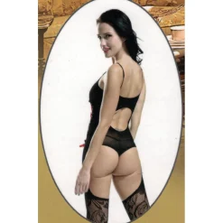 ABITO SEXY BODY CON REGGICALZE LINGERIE INTIMO DONNA HOT NERO TAGLIA UNICA 8863