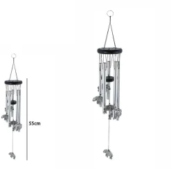 ACCHIAPPASOGNI DECORAZIONE CHAKRA ELEFANTI CAMPANELLI VENTO EOLICI ARGENTO 70CM