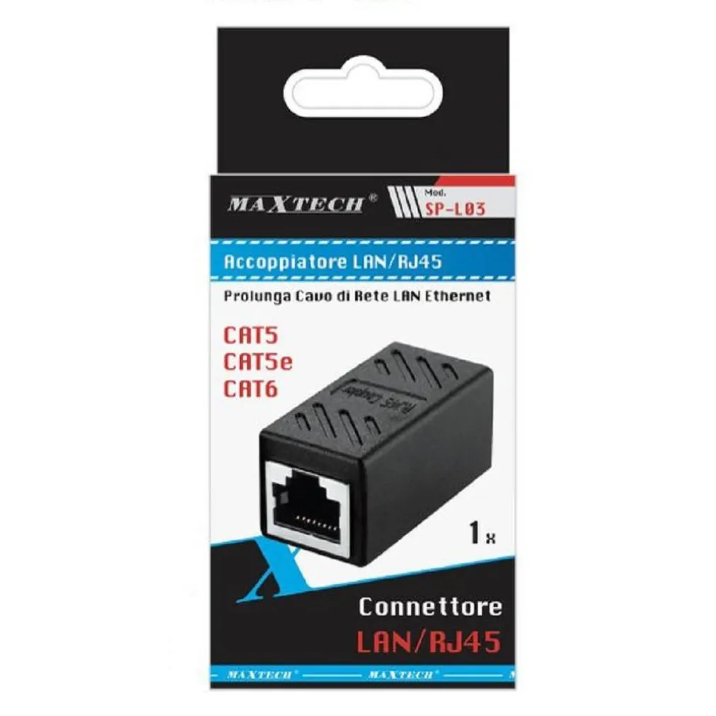 ACCOPPIATORE CONNETTORE RETE LAN/RJ45 ETHERNET CAT5/CAT5E/CAT6 ADATTATORE SP-L03