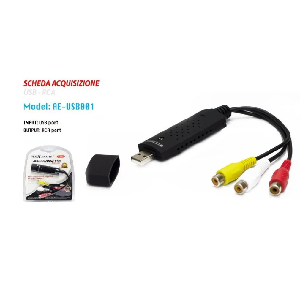 ACQUISIZIONE VIDEO E AUDIO USB PER NOTEBOOK TELECAMERE AL PC MAXTECH AE-USB001
