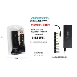 ADATTATORE ALIMENTAZIONE CARICABATTERIA UNIVERSALE PC 100W NOTEBOOK MAXTECH PC-CA009