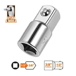 ADATTATORE ATTACCO QUADRATO 1/2" PER CHIAVI A BUSSOLA 3/8" SFERA A MOLLA 57216