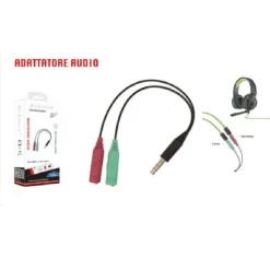 ADATTATORE CAVO AUX 3.5MM MASCHIO A 2X AUX MICROFONO FEMMINA AUDIO MAXTECH AUX-2F