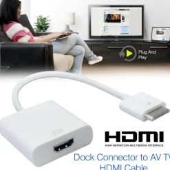 ADATTATORE CAVO DOCK HDMI PER IPHONE IPAD SCHERMO FILM MIRROR TV TELEVISIONE
