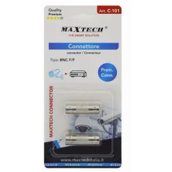 ADATTATORE CONNETTORE BNC FEMMINA CAVO VIDEOSORVEGLIANZA ANTENNA MAXTECH C-BNC02