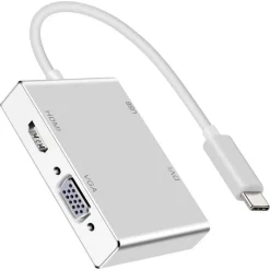 ADATTATORE CONVERTITORE AUDIO VIDEO 4IN1 DA TYPE-C A VGA HDMI DVI USB3.0 TPC-444
