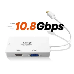 ADATTATORE CONVERTITORE DA MINI DISPLAYPORT 3IN1 A VGA HDMI DVI PROIETTORI MDP-443