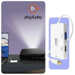 ADATTATORE CONVERTITORE DA MINI DISPLAYPORT 3IN1 A VGA HDMI DVI PROIETTORI MDP-443