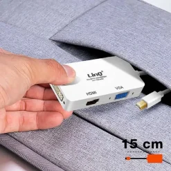 ADATTATORE CONVERTITORE DA MINI DISPLAYPORT 3IN1 A VGA HDMI DVI PROIETTORI MDP-443