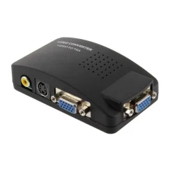 ADATTATORE CONVERTITORE VIDEO DA VGA RCA S-VIDEO IN VGA OUT PC NOTEBOOK NERO