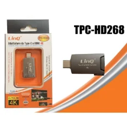 ADATTATORE DA TYPE-C CONNETTORE MASCHIO A HDMI 4K FEMMINA ULTRA HD PC TPC-HD268