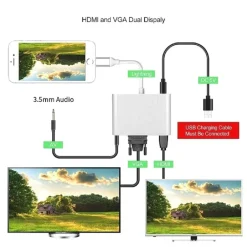ADATTATORE DISPLAY AV DA LIGHTNING A DOPPIO HDMI VGA JACK AUDIO 3,5 MM Q-HD410