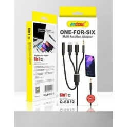 ADATTATORE 6IN1 DA CAVO JACK 3,5MM A LIGHTNING TYPE-C JACK 3,5MM M F 1MT Q-SX12