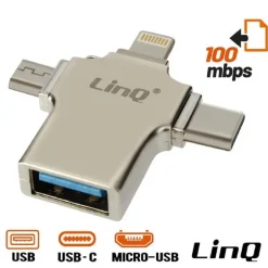 ADATTATORE OTG 3IN1 DA LIGHTNING TYPE-C MICRO USB A USB FEMMINA 100 MBPS OTGU940