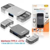 ADATTATORE OTG 2IN1 TYPE-C + LIGHTNING + 2XUSB FEMMINA OTG-U829 TRASFERIMENTO DATI