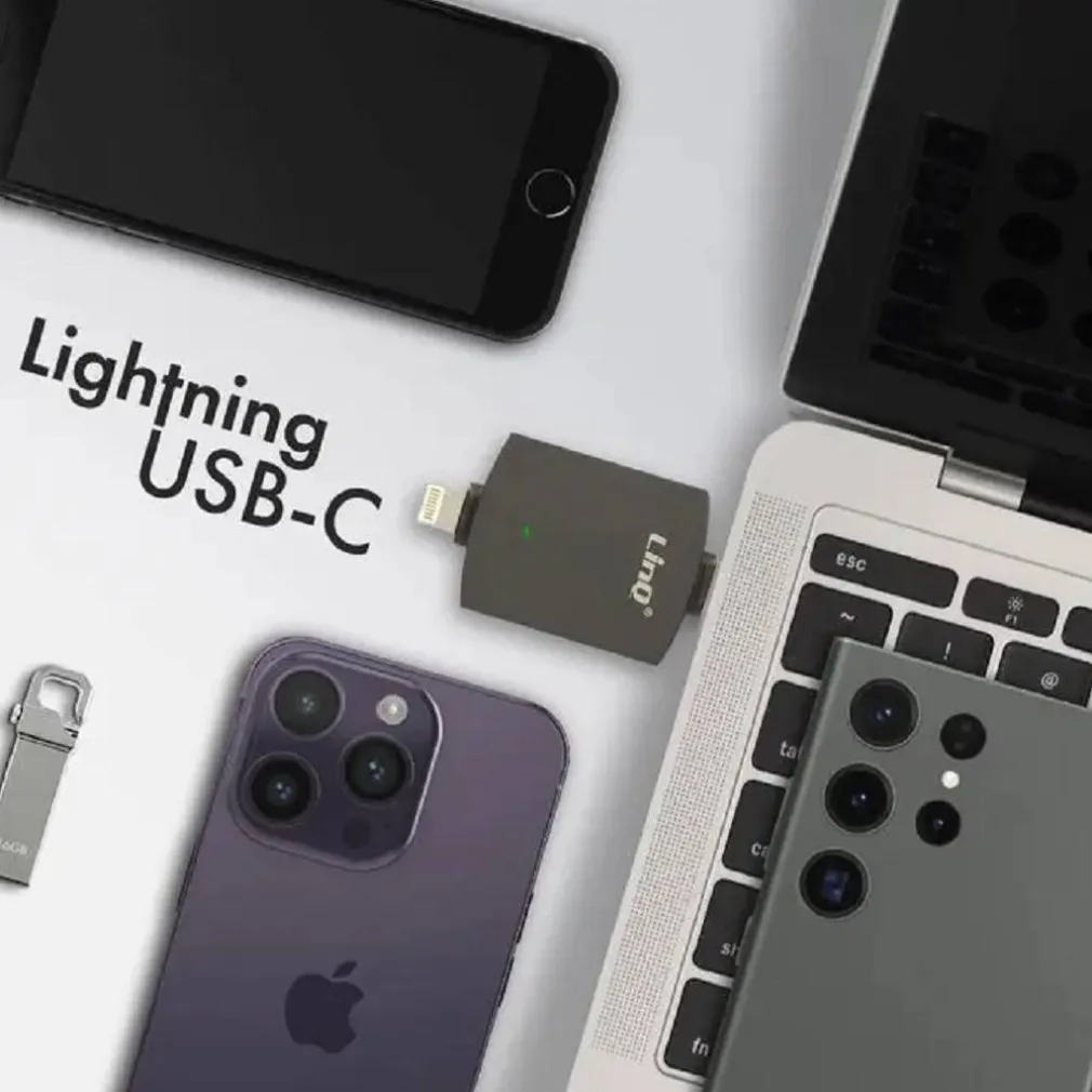 ADATTATORE OTG 2IN1 TYPE-C + LIGHTNING + 2XUSB FEMMINA OTG-U829 TRASFERIMENTO DATI