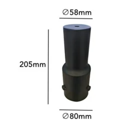ADATTATORE PER BRACCIO FARO LAMPIONE STRADALE IN METALLO NERO CON 3 VITI FISSAGGIO PT-58MM