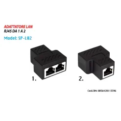 ADATTATORE RJ45 SPLITTER CONVERTITORE LAN DA 1 A 2 PORTE DOPPIO MAXTECH SP-L02