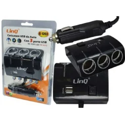 ADATTATORE SDOPPIATORE CARICATORE TRIPLO ACCENDISIGARI PER AUTO 12V + 2 USB C-12C3
