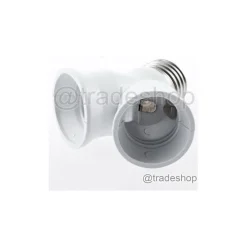 ADATTATORE SDOPPIATORE PORTALAMPADA ATTACCO DA E27 A 2 PRESE E27 BIANCO SOCKET