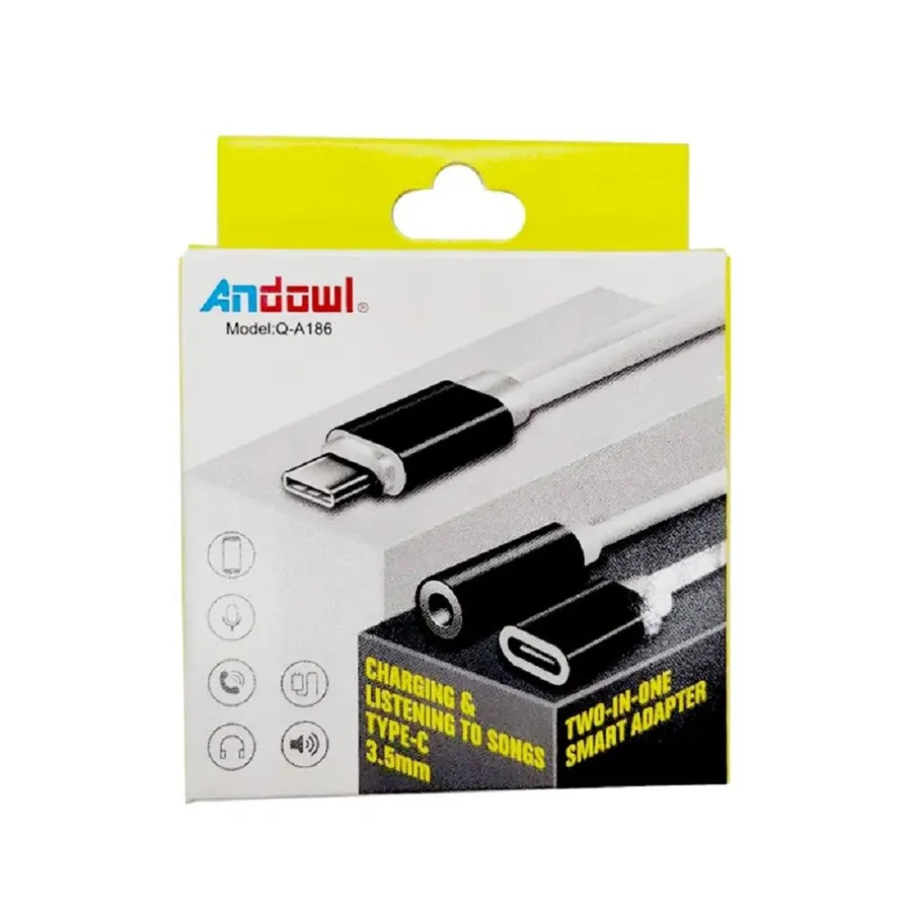 ADATTATORE SMART 2 IN 1 TYPE-C A CAVO AUDIO STEREO 3,5 MM / USB-C FEMMINA Q-A186